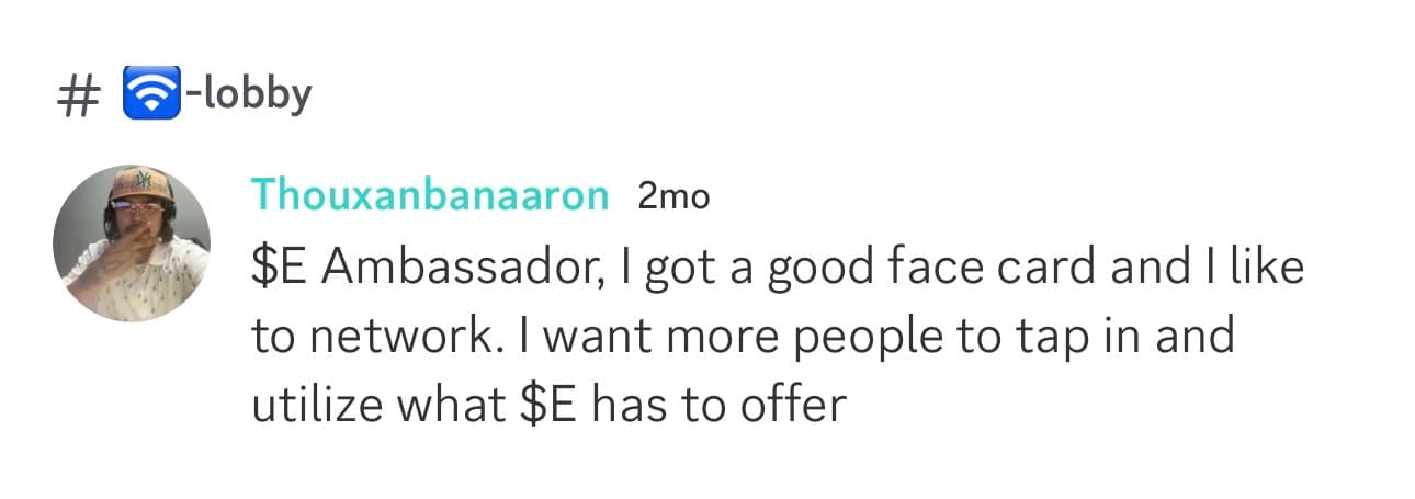 Discord message about being a Street Economics ambassador