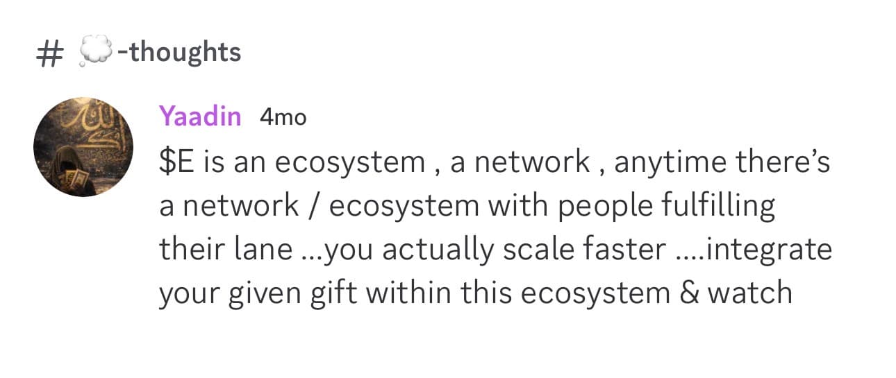 Discord message about Street Economics as an ecosystem