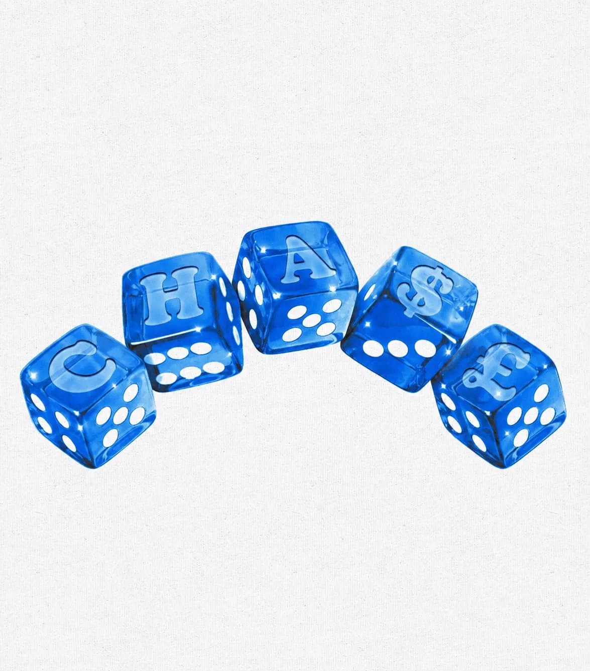 CHA$E drop 001 artwork — a pair of blue dice